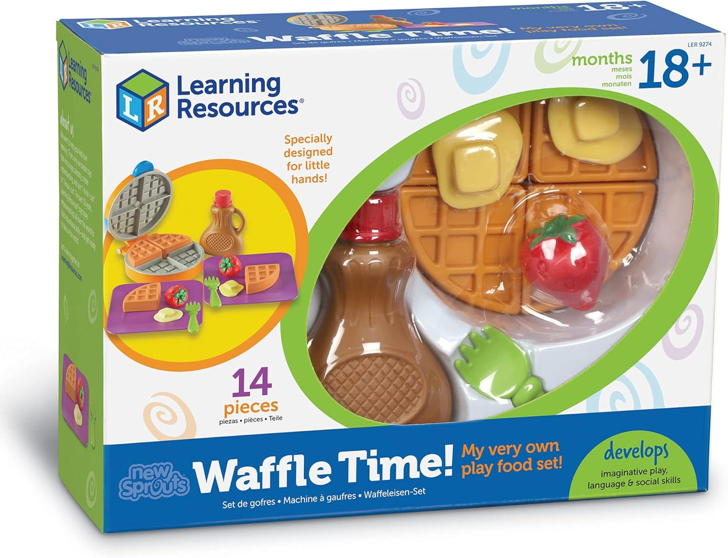 New Sprouts Waffle Time - Play Food Kitchen , Breakfast Pretend Play Toys, Toddler Pretend Play Montessori Educational Game, Fine Motor Skills , Gifts for Boys and Girls