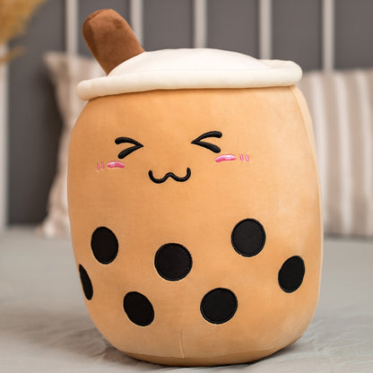 Unique Soft Teddy Plush Boba Milk Tea Plushie Toy Stuffed Fruit Shape Taste Milk Tea Hug Pillow