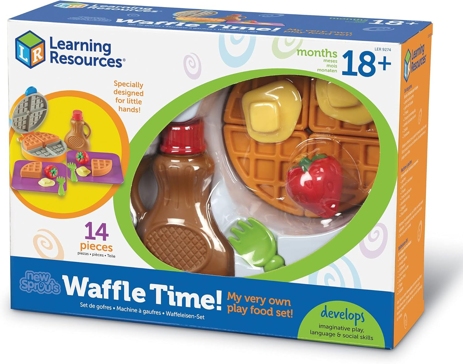 New Sprouts Waffle Time - Play Food Kitchen , Breakfast Pretend Play Toys, Toddler Pretend Play Montessori Educational Game, Fine Motor Skills , Gifts for Boys and Girls
