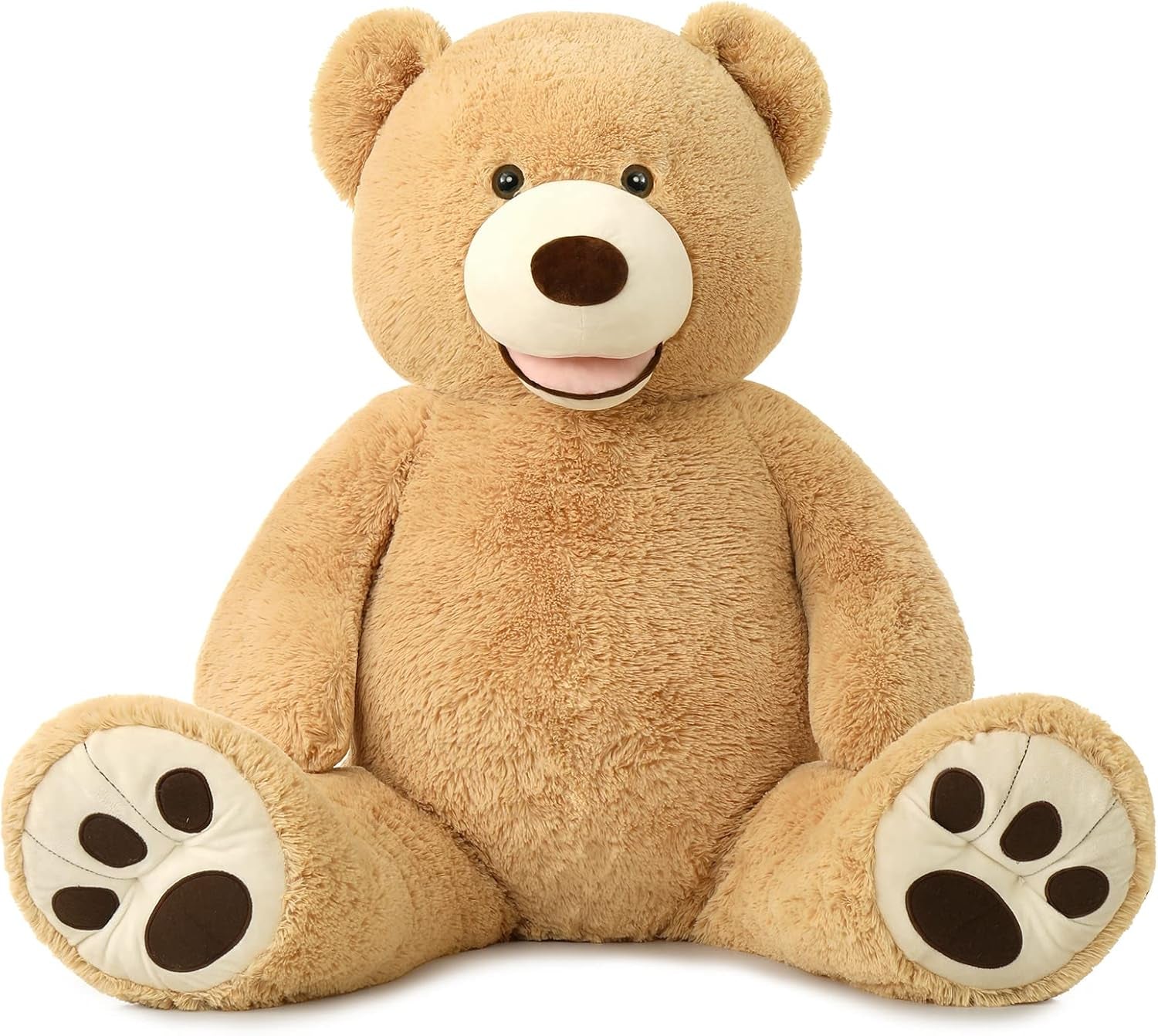 Smile Giant Teddy Bear, 51Inch Large Stuffed Bears with Big Footprints, Big Stuffed Animals Cuddly Plush Gifts for Girlfriends, Boyfriend, Brown
