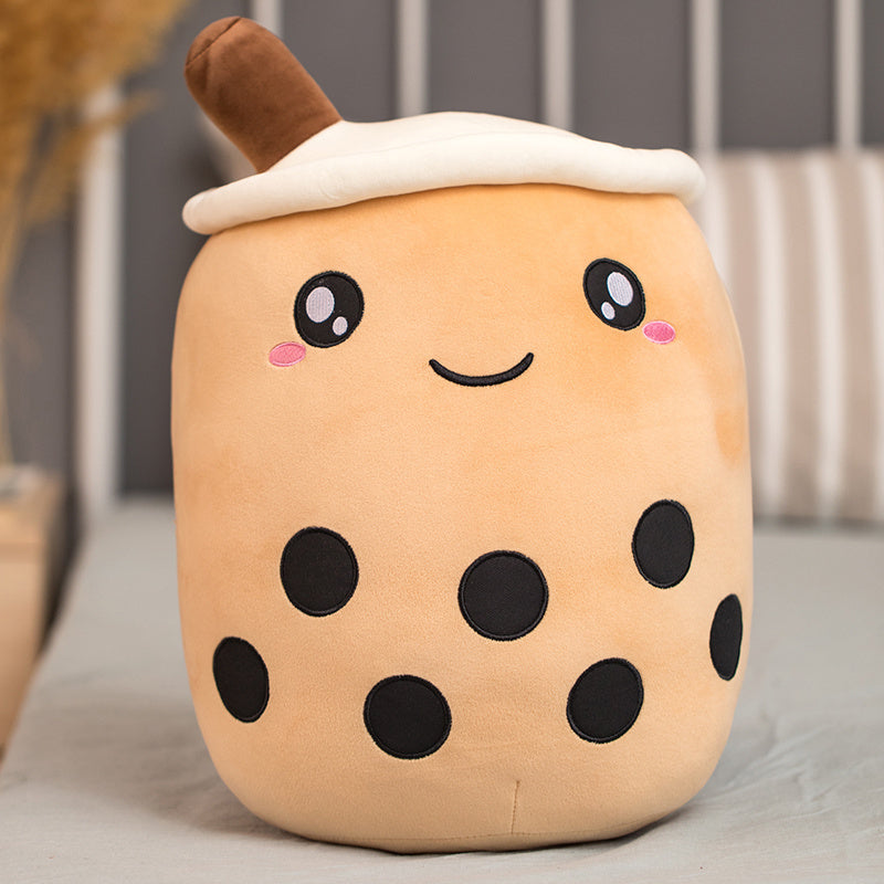 Unique Soft Teddy Plush Boba Milk Tea Plushie Toy Stuffed Fruit Shape Taste Milk Tea Hug Pillow