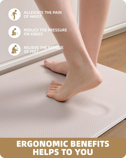 Kitchen Rug Set 2 Piece Kitchen Runner Rug Kitchen Floor Mat, Cushioned anti Fatigue Non Skid Waterproof Comfort Standing Kitchen Mat, 17"X47"+17"X95", Wheat