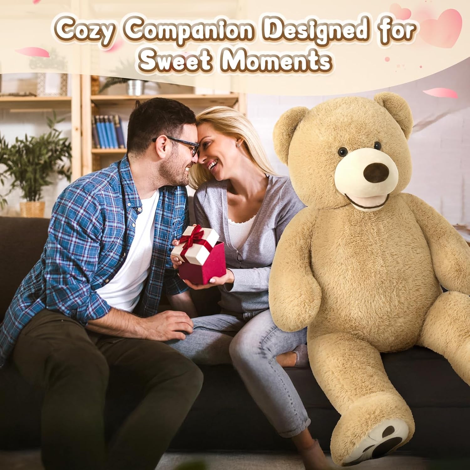 Smile Giant Teddy Bear, 51Inch Large Stuffed Bears with Big Footprints, Big Stuffed Animals Cuddly Plush Gifts for Girlfriends, Boyfriend, Brown