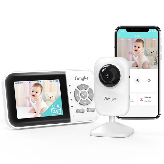 Wifi Video Baby Monitor, 2.8" LCD & App Viewing, 2-Way Audio, Night Vision, VOX, 5 Lullabies, Supports 4 Cameras, 1200Ft Range, Home Use