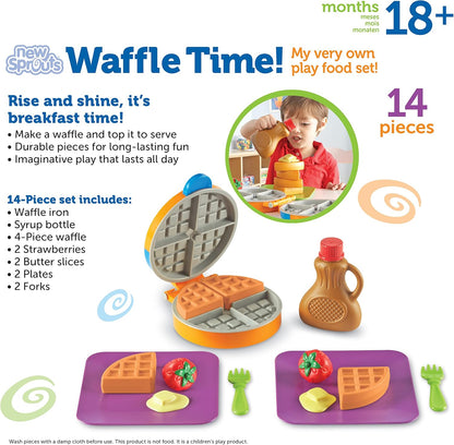 New Sprouts Waffle Time - Play Food Kitchen , Breakfast Pretend Play Toys, Toddler Pretend Play Montessori Educational Game, Fine Motor Skills , Gifts for Boys and Girls