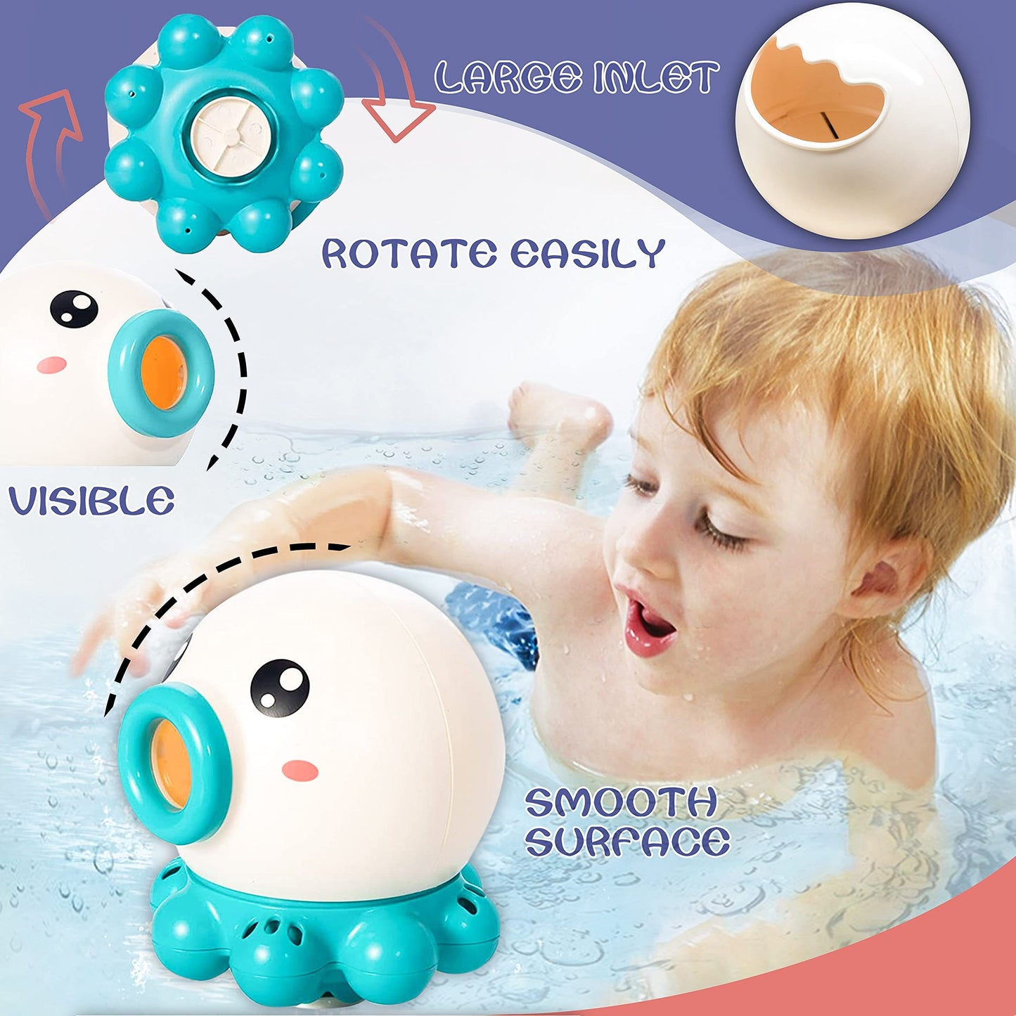 Octopus Fountain Bath Toy Water Jet Rotating Shower Bathroom Toy Summer Water