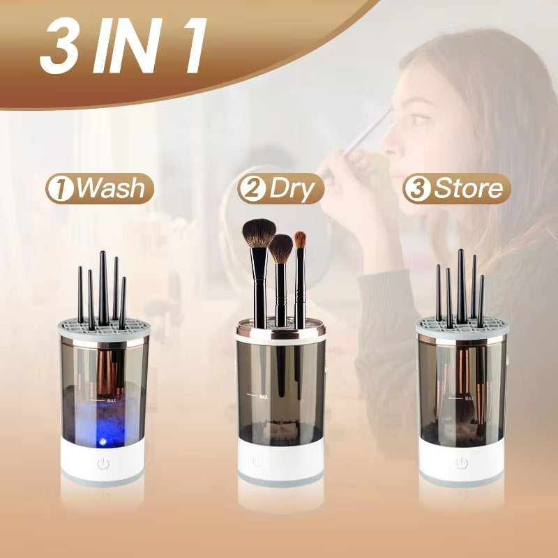 New USB Electric Makeup Brush Cleaner 3 in 1 Makeup Brush Drying Stand Low Temperature Drying Makeup Brush Cleaning Tools