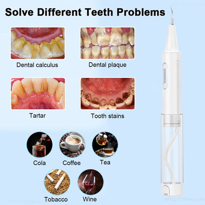 Tartar Remover Electric Powerful Ultrasonic Plaque Stain Remover for Teeth 2 In1 Ultrasonic Tooth Cleaning and Oral Irrigator
