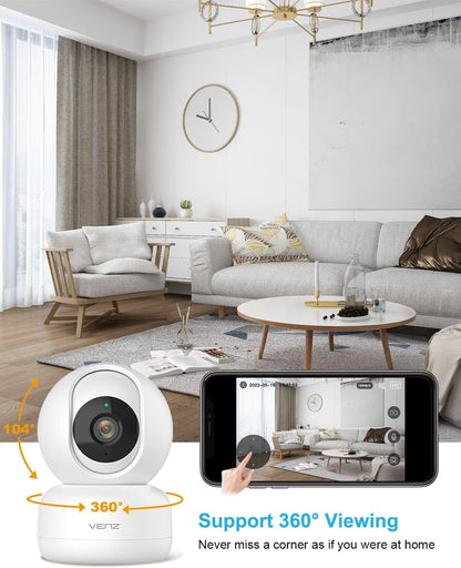 Indoor Camera,1080P Home Security Camera,360° PTZ Baby Monitor with Camera and Audio,2.4G Wifi Pet Dog Camera with Phone App,Smart inside Cameras for House
