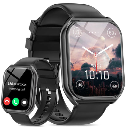 1.85-Inch Men'S and Women'S Smartwatch Fits for Android and Iphone Devices with Fitness Tracker, 100+ Sport Modes / Answer / Call, IP68 Waterproof Fitness Watch (Black)