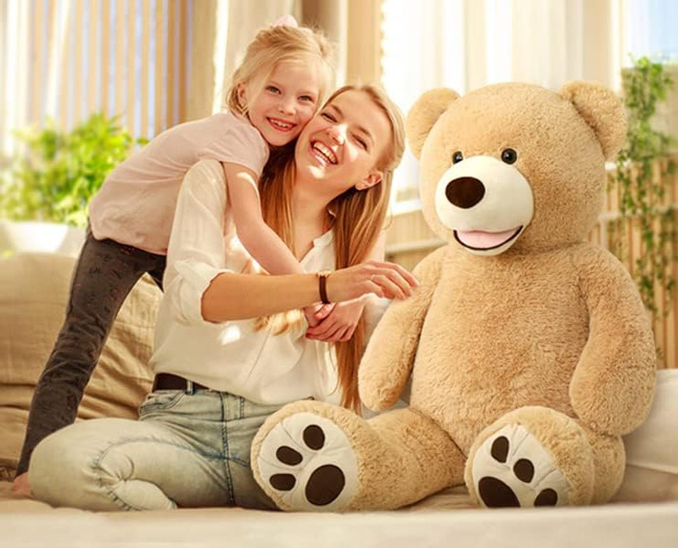 Smile Giant Teddy Bear, 51Inch Large Stuffed Bears with Big Footprints, Big Stuffed Animals Cuddly Plush Gifts for Girlfriends, Boyfriend, Brown